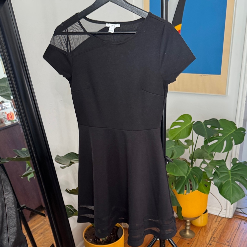 Bar III Black Mesh Detail Mini Dress